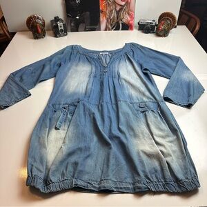 La Fille du Couturier Denim Peasant Dress | 100% Cotton · Boho Prairie